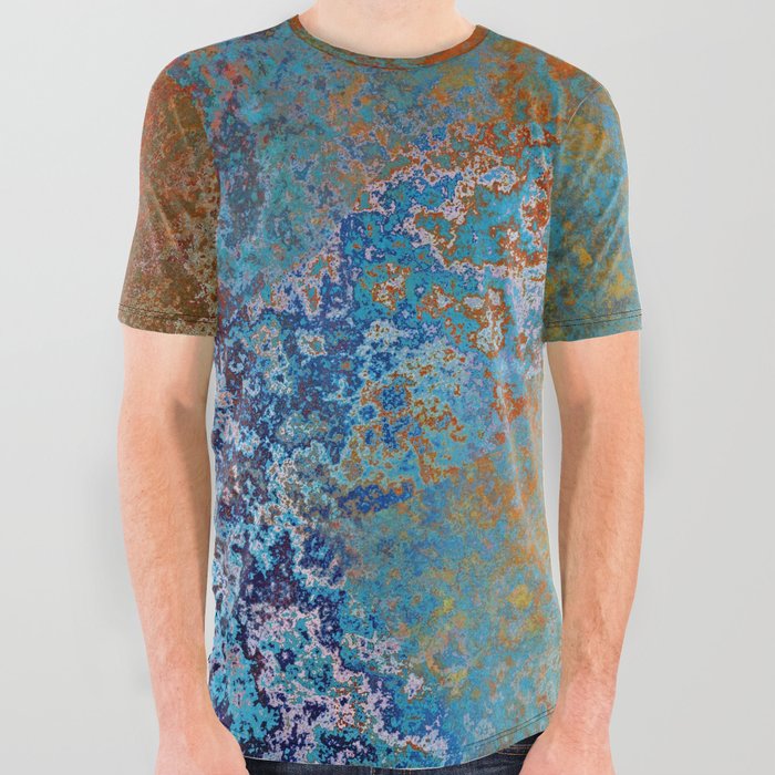 Vintage Rust, Copper and Blue All Over Graphic Tee