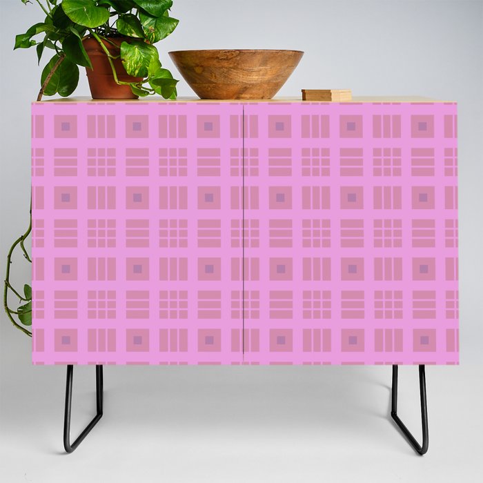 Pale rose to orchid tartan pattern Credenza