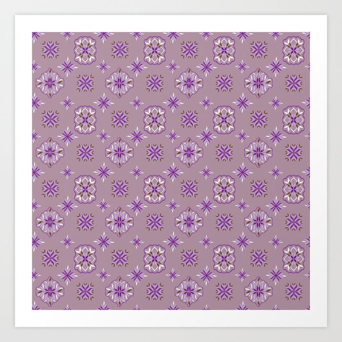 Purple Modern Folk Ornament Pattern Art Print