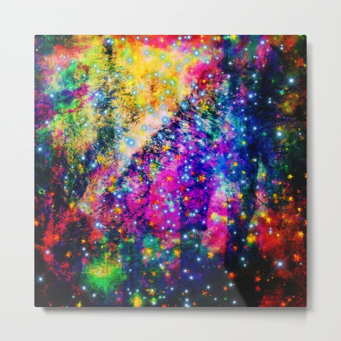 rainbow galaxy with stars Metal Print