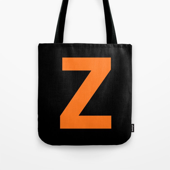 Letter Z (Orange & Black) Tote Bag