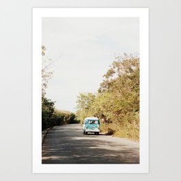 Old Blue Bus, Mexico Tulum - Travel Photography Art Print