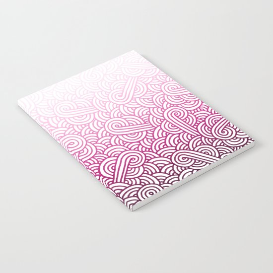 Gradient pink and white swirls doodles Notebook