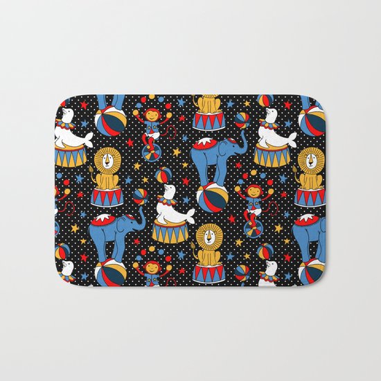 Little Circus Stars on Black Bath Mat