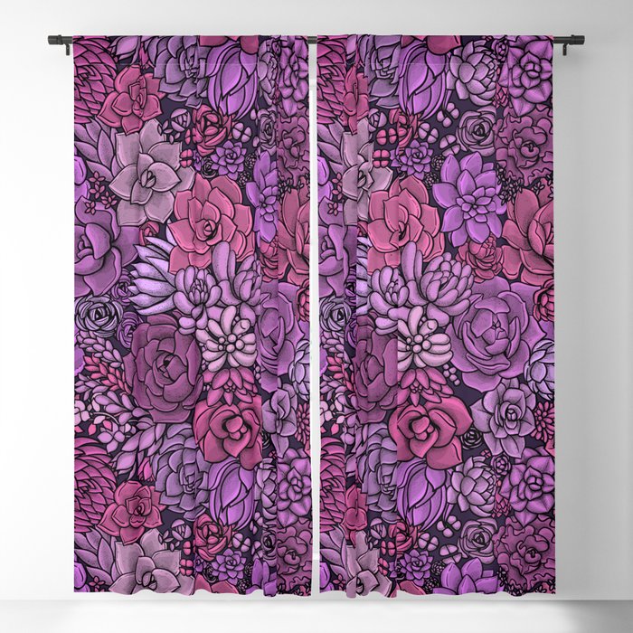 Succulent garden in pink and violet Blackout Curtain