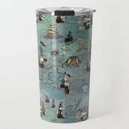 Pirate Ships Nautical Map Travel Mug