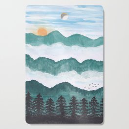 Cloudy Mountains - watercolor art Cutting Board