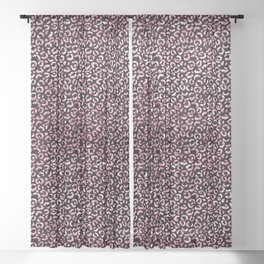 Girly Pink Leopard Pattern Sheer Curtain