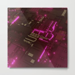 CHIP NEON CITY Metal Print | Cyberpunk, Neon, Minimal, Landscape, Illustration, Digital, Futuristic, Tech, Graphics, Minimalism 