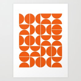 Mid Century Modern Geometric 04 Orange Art Print