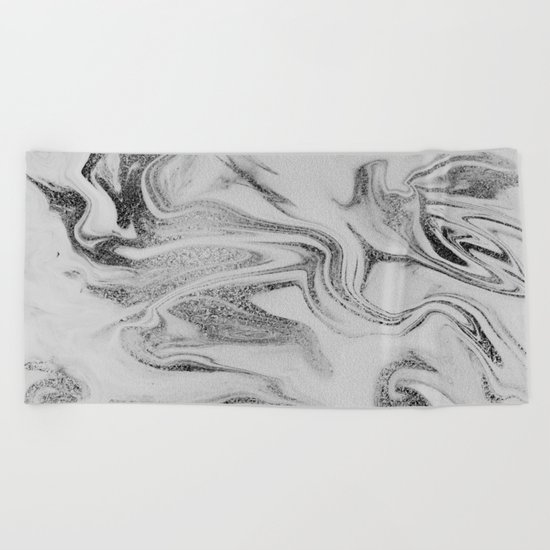 Spilled Ink Marble Beach Towel