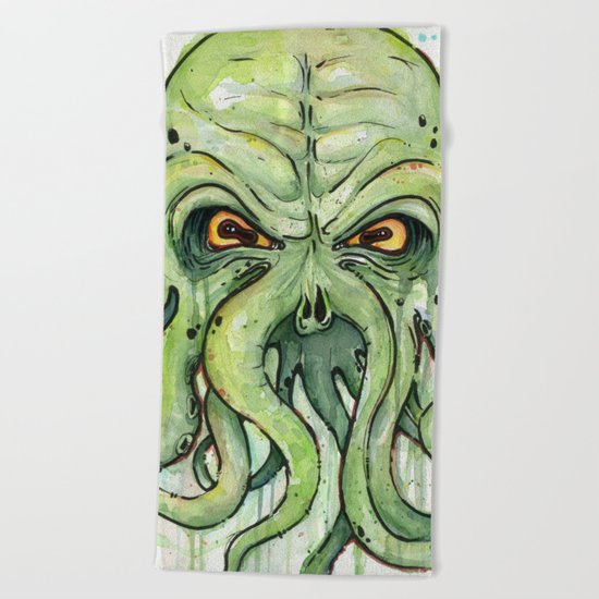 Cthulhu HP Lovecraft Green Monster Tentacles Beach Towel