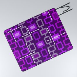 Retro 1950s Geometric Pattern Purple Picnic Blanket