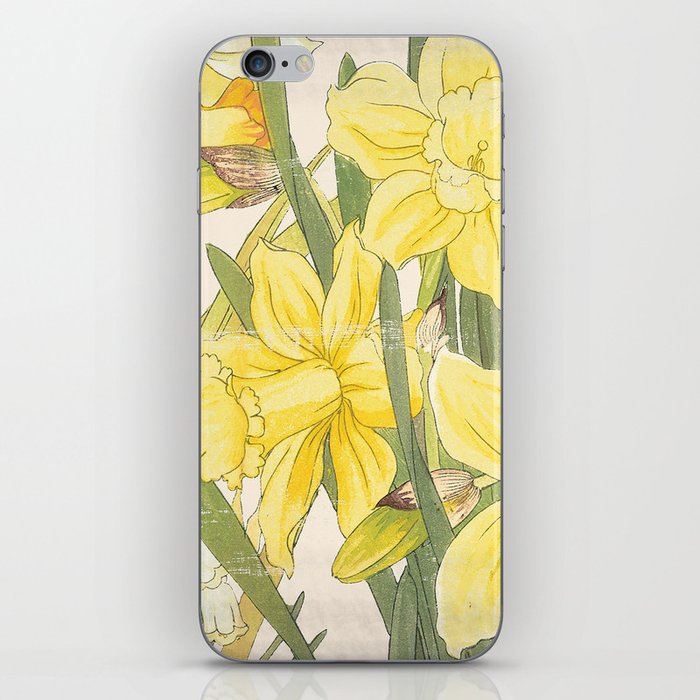 Vintage Floral Paper:  Spring Flowers on Shabby White -Daffodils iPhone Skin