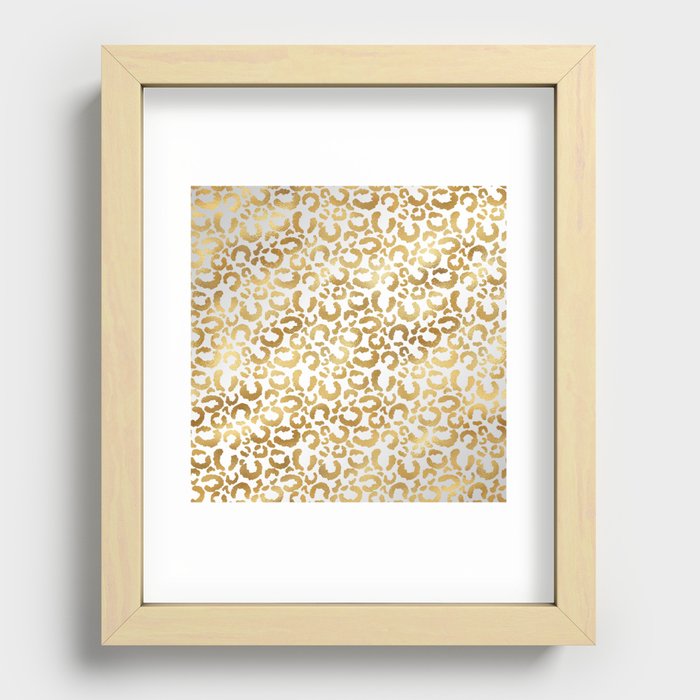 Leopard Gold Silver Modern Collection Recessed Framed Print