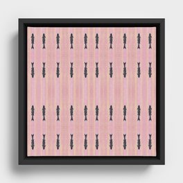 Pink Fish Japanese Style Art Deco Pattern Framed Canvas