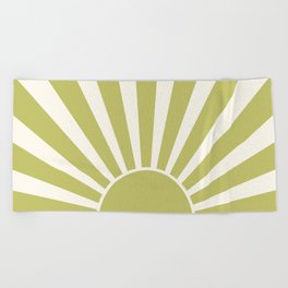 Sage green retro Sun design Beach Towel