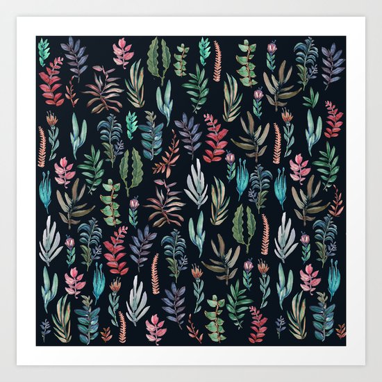 water color leaves color leaves Art Print