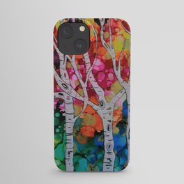 "Rainbow Birch Trees" iPhone Case