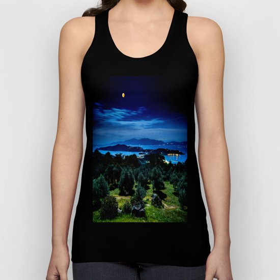 Night Sky By The Water Landscape Unisex Tank Top