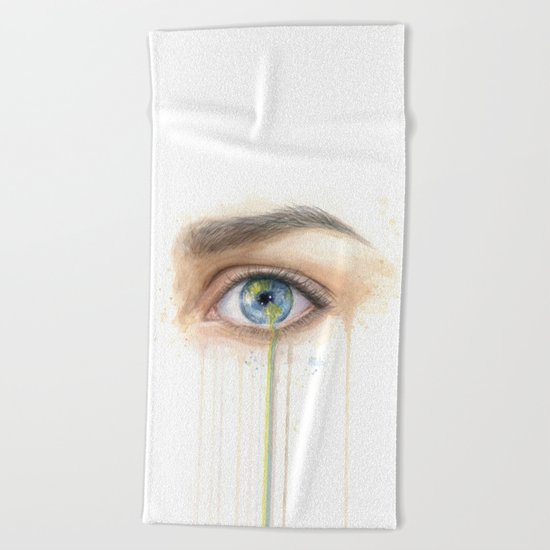 Crying Earth Eye Beach Towel