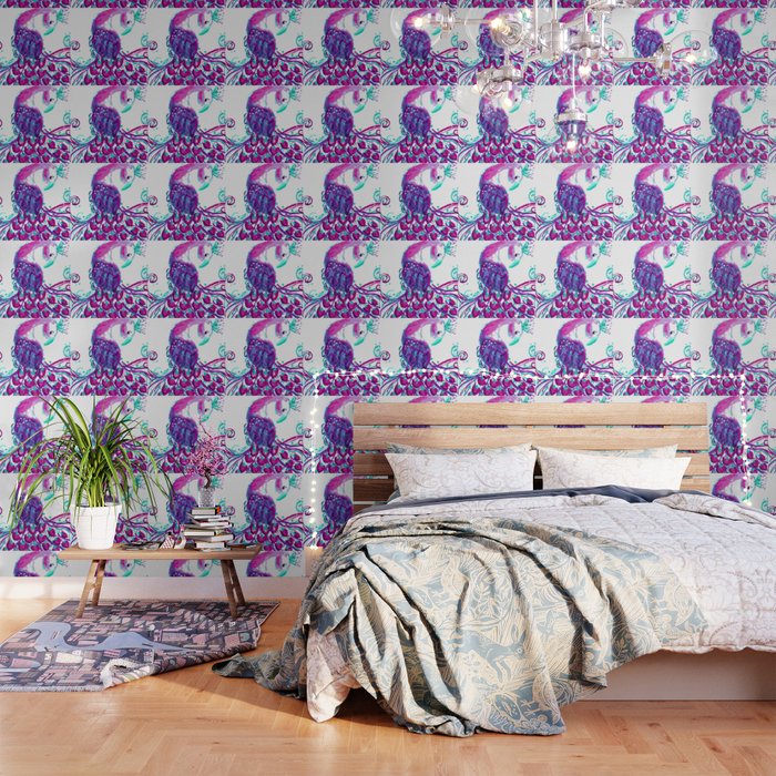 Purple Peacock Wallpaper By Slipdesigns Society6