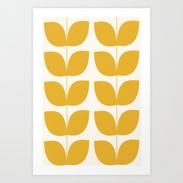 Mid Century Modern Leaves Yellow #society6 #buyart  Art Print
