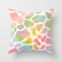 Cute Pastel Cow Spots Pattern \\ Multicolor Gradient Throw Pillow