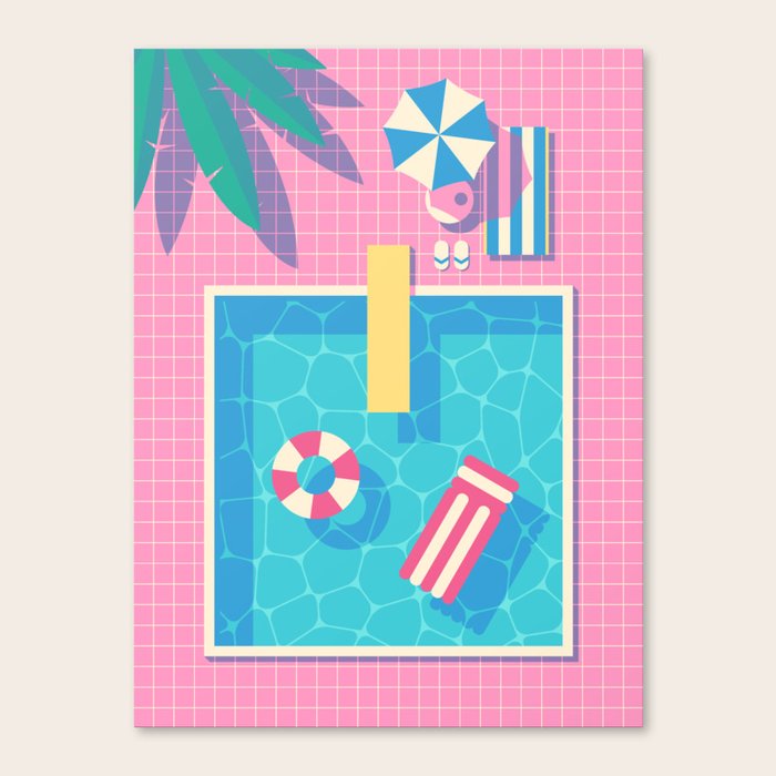 Retro 80s Swimming Pool Art Print by neotokyo | Society6