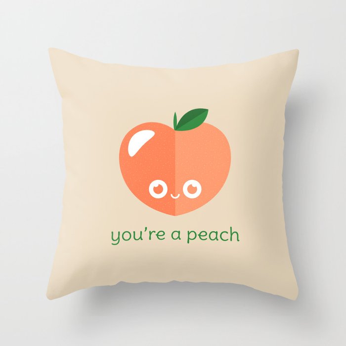 peach fruit throw pillow