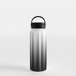 Black And White Soft Blurred Vertical Lines - Ombre Abstract Blurred Design Water Bottle
