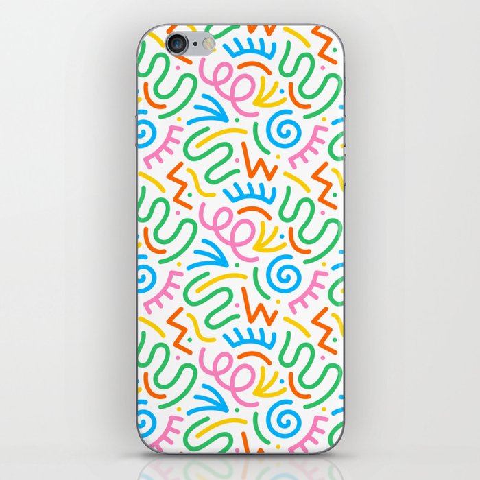 Fun colorful line doodle seamless pattern iPhone Skin