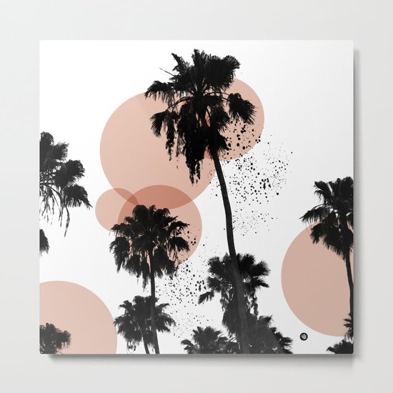 Black and White Palm Trees Metal Print