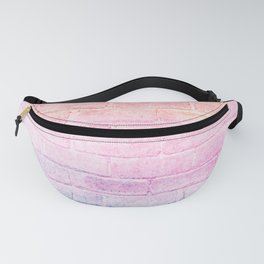 peach pink lavender blue gradient distressed painted brick wall ambient decor rustic brick effect Fanny Pack