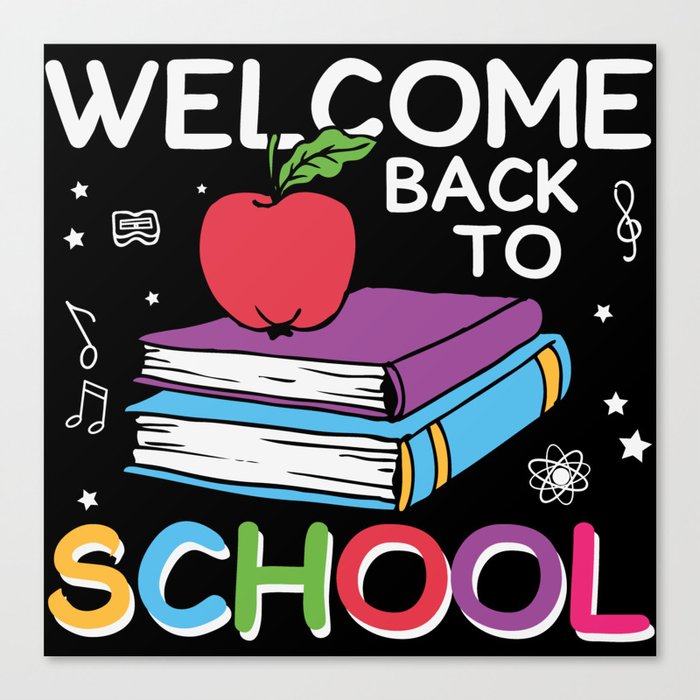 Welcome Back To School Books Apple Canvas Print