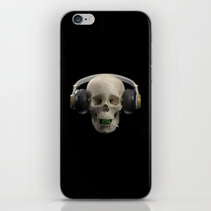 The skull  in the headphones  iPhone Skin