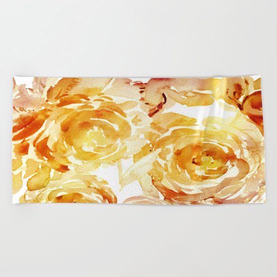 Sunny Day Painterly Floral Abstract Beach Towel