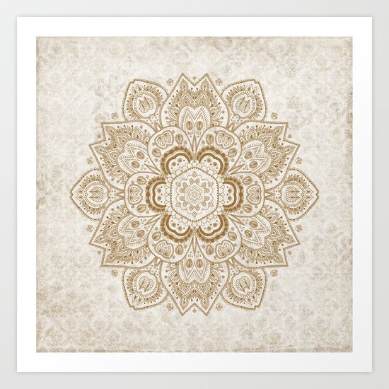 Mandala Temptation in Cream Art Print