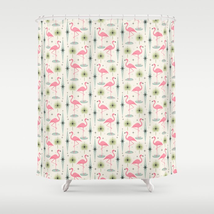 Atomic Oasis - Vertical Shower Curtain