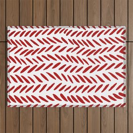 Watercolor knitting pattern - red Outdoor Rug