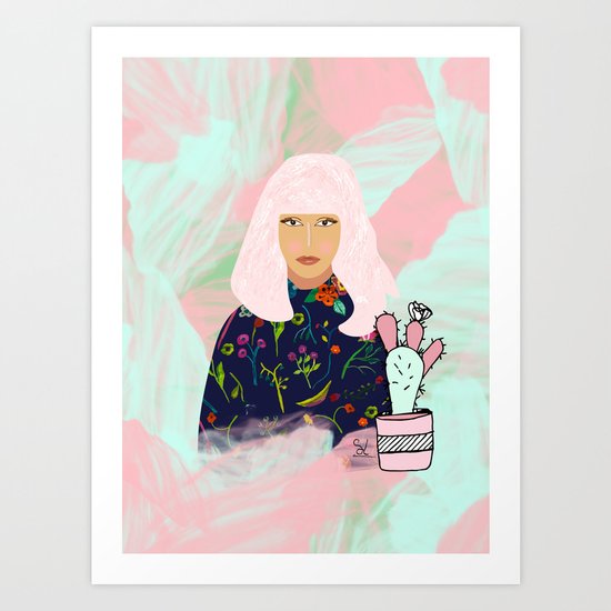 Pink Hair Don't Care I Art Print