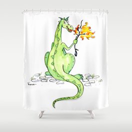 Dinosaur S'Mores Children's Art Shower Curtain
