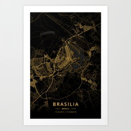 Brasilia, Brazil - Gold Art Print