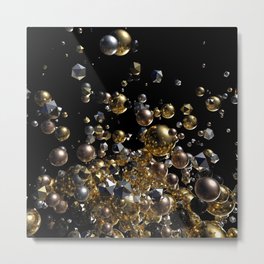 Elegant Abstract Geometry Explosion -Gold and Silver,Black- Metal Print | Gorgeous, 3D, Black, Elegant, Graphicdesign, Gold, Bigbang, Silver, Explosion, Modern 