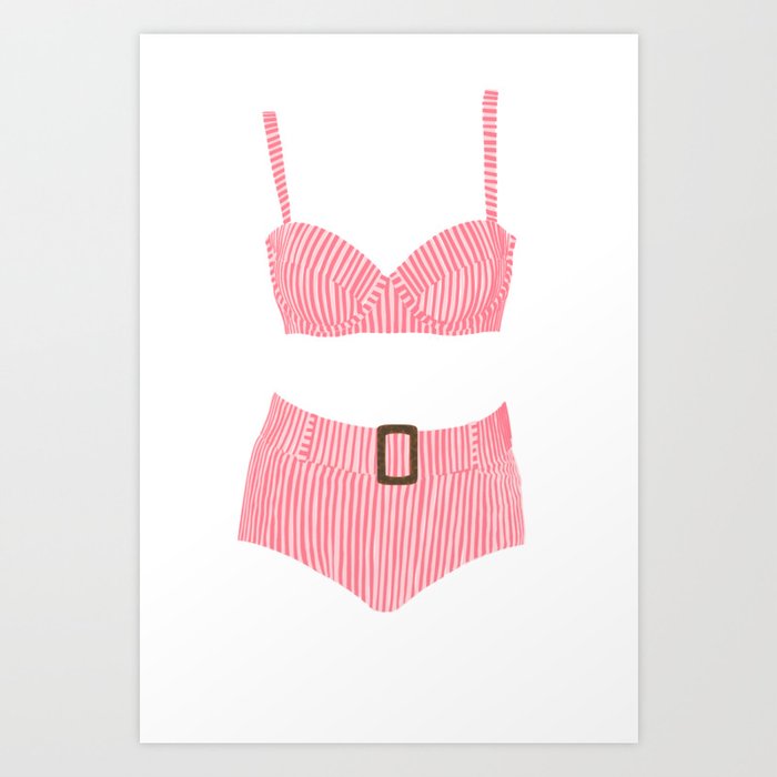 Pink High Waisted Bikini Art Print