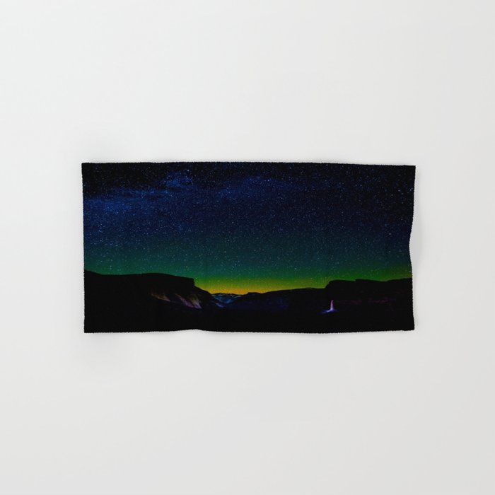 Starry Night Sky Stars Landscape Silhouette Colorful Green