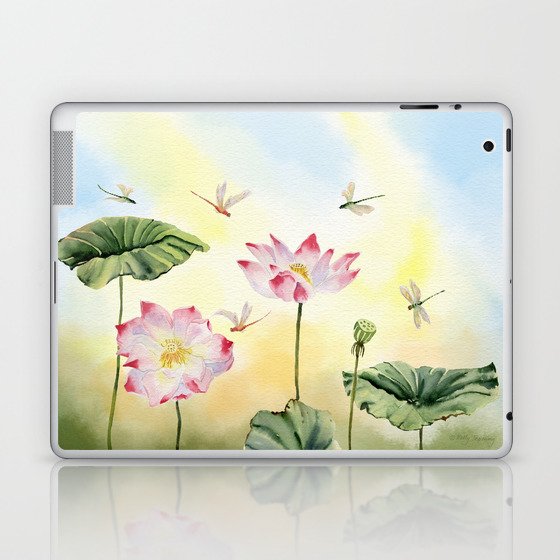 Lotus and Dragonflies  Laptop & iPad Skin