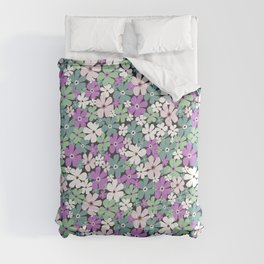 Groovy Daisies - Green Purple Comforter