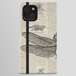 Vintage Dragonfly Sketch  iPhone Wallet Case