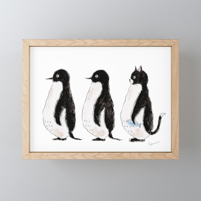 Penguin Trio Framed Mini Art Print